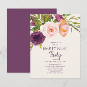 Carte Fête de nid vide Rose Floral Violet