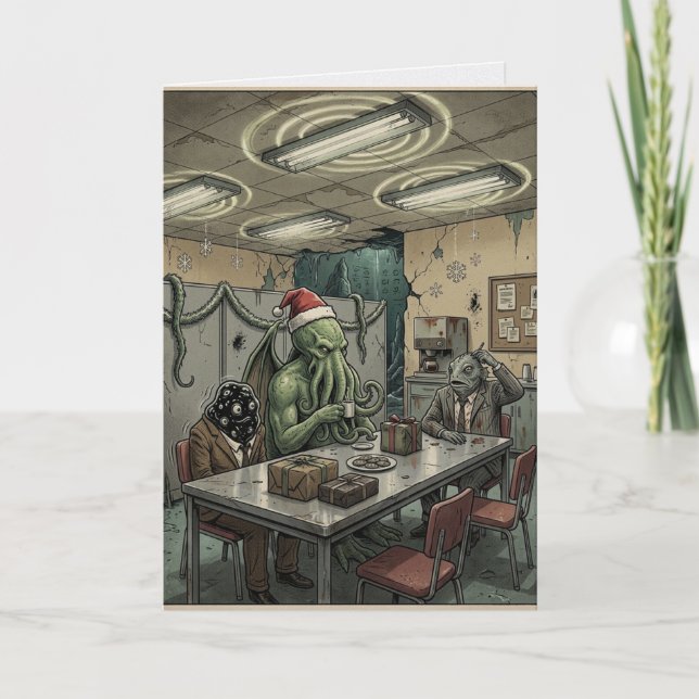 Carte Fête de Noël au bureau de Cthulhu (Devant)