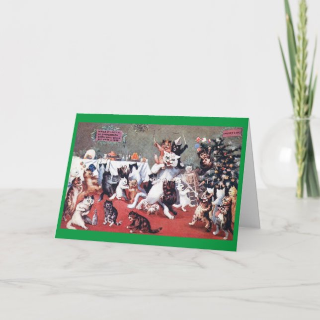 Carte Fête de Noël avec chatons, Louis Wain (Devant)