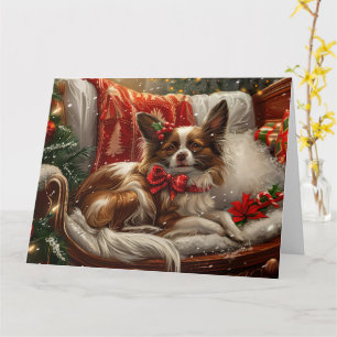Carte Fête de Noël de chien de Papillon