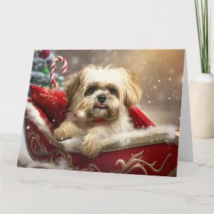 Carte Fête de Noël de Chien Malti Tzu