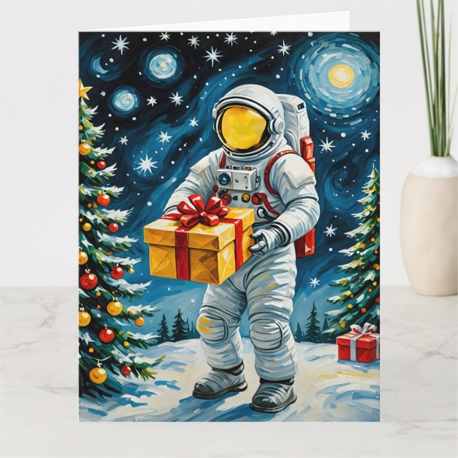 Carte Fête de Noël de l'astronaute (Devant)