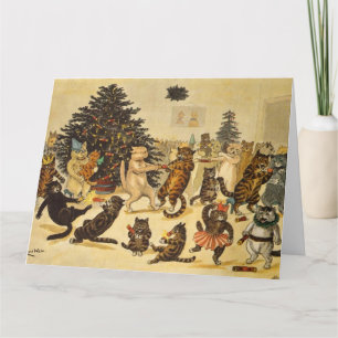 Carte Fête de Noël du chat - Louis Wain