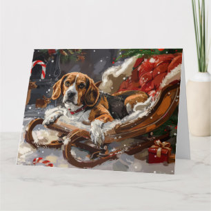 Carte Fête de Noël du chien beagle