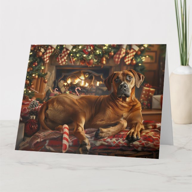 Carte Fête de Noël du chien de Rhodesian Ridgeback (Devant)