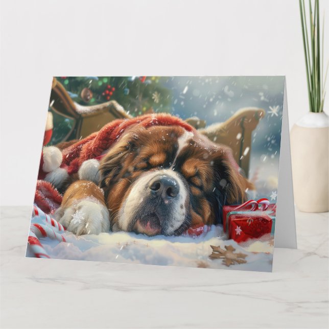 Carte Fête de Noël du chien Mastiff Tibétain (Devant)
