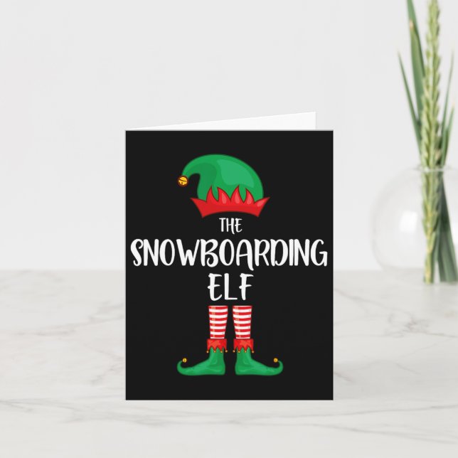 Carte Fête de Noël Elf Snowboard Famille G (Devant)