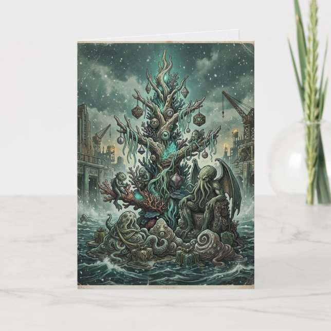 Carte Fête de Noël sinistre de Cthulhu (Devant)