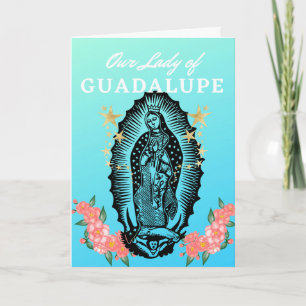 Carte Fête de Notre-Dame de Guadalupe, coupe de bois et 