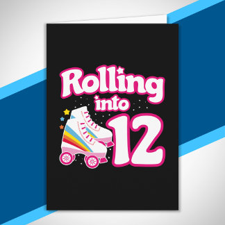 Carte Fête de patin à roulettes pour enfants - 12e anniv