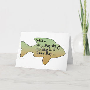 Carte Fête de pêche pour le fils, gros poisson devant.