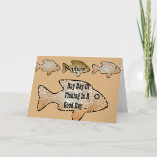 Carte Fête de pêche pour un neveu, 4 poissons devant.
