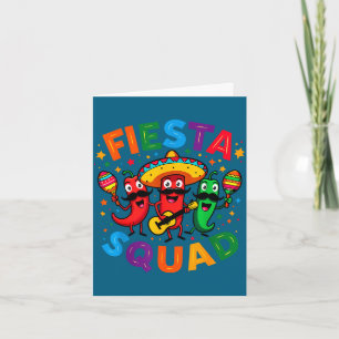 Carte Fête de poivrons chili drôles équipe de fiesta cin