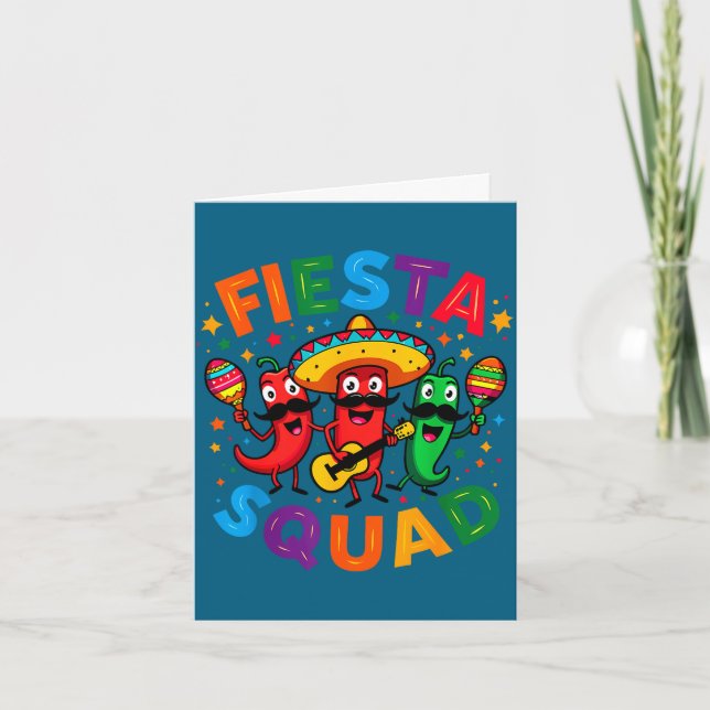 Carte Fête de poivrons chili drôles équipe de fiesta cin (Devant)
