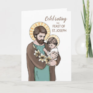 Carte Fête de saint Joseph avec Jésus Lillies
