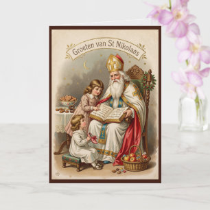 Carte Fête de Sinterklaas vintage Saint Nicolas néerland