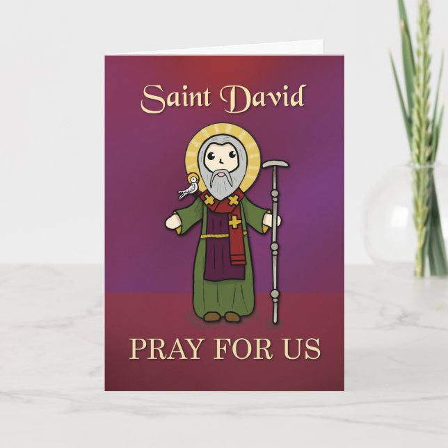 Carte Fête de St. David Simple Saint Priez Pour Nous (Devant)