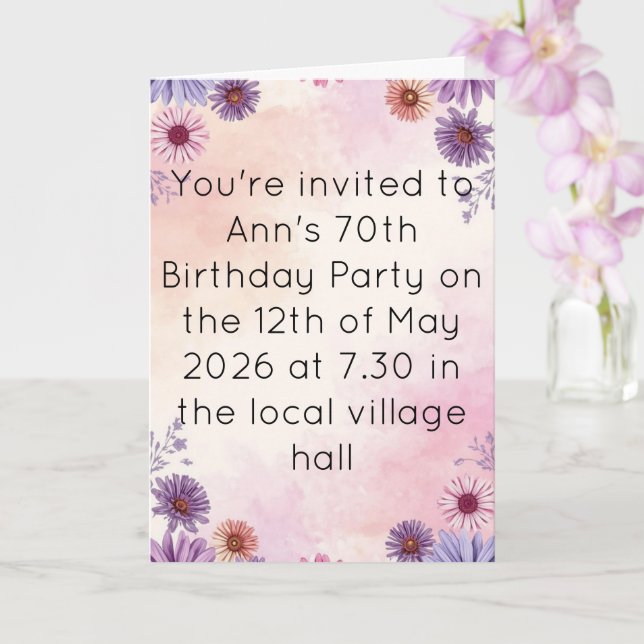 Carte Fête de thé florale pour 70e anniversaire dans un  (Orchidée)