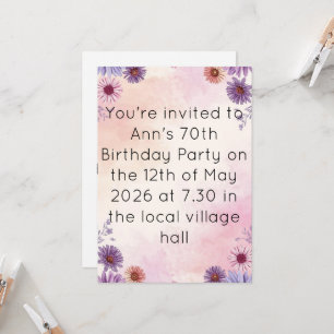 Carte Fête de thé florale pour les 70 ans de jardin de c