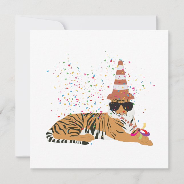 Carte Fête de Tigre - Animaux faisant la fête (Devant)