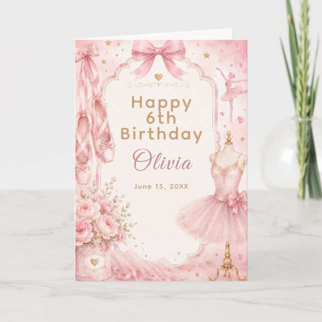Carte Fête de tutu de ballet rose (Devant)