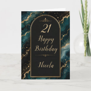 Carte Fête des 21 ans Teal Gold