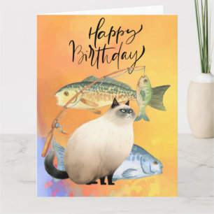 Carte Fête des amoureux de la pêche au chat pour les Amo