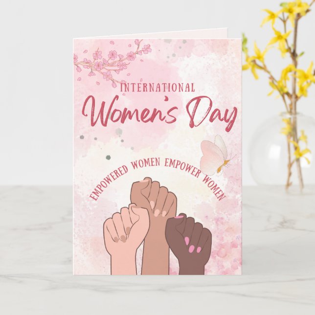 Carte Fête des Femmes Florale Aquarelle Rose Moderne (Fleur jaune)