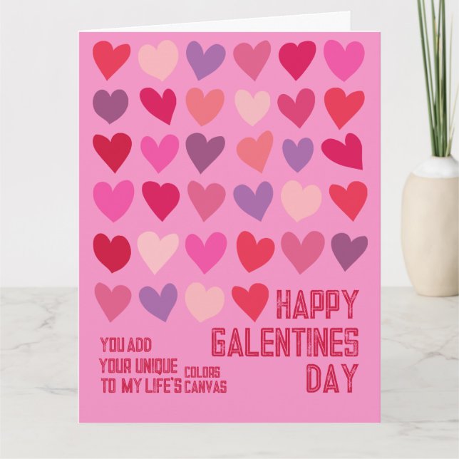 Carte Fête des Galentines  Meilleures Amies Cœurs Roses  (Devant)