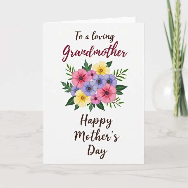 Carte Fête des Grands-Mères Aimantes en Fleurs (Devant)