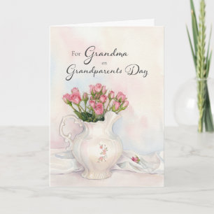 Carte Fête des grands-parents pour grand-mère floral ros