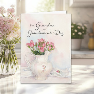 Carte Fête des grands-parents pour grand-mère floral ros