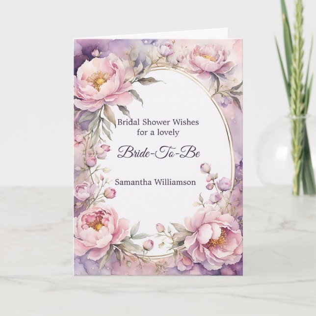 Carte Fête des mariées d'aquarelle rose (Devant)