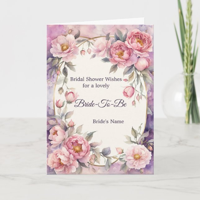 Carte Fête des mariées de cadre ovale rose chic (Devant)