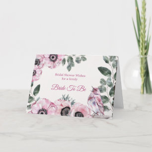 Carte Fête des mariées Oiseau rose Floral
