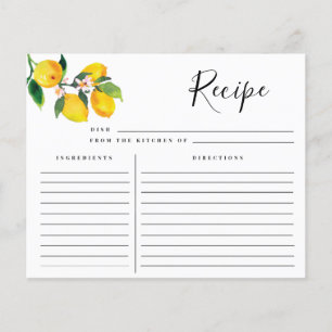 Carte Fête des mariées Recette, Carte Citron Recet