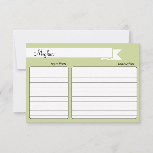 Carte Fête des mariées Recette - Vert (Devant)
