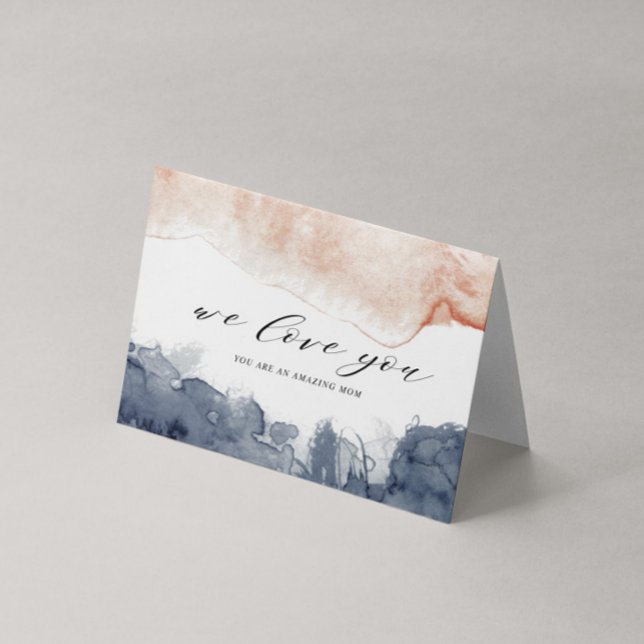 Carte Fête des mères à l'aquarelle rose et bleu (Créateur téléchargé)