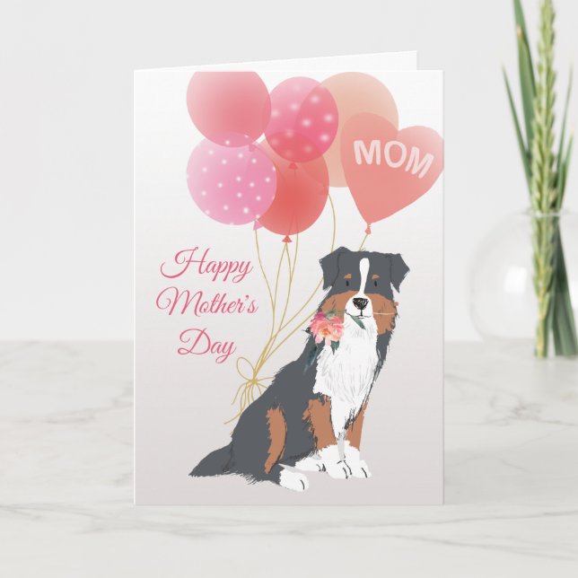 Carte Fête des Mères Amour de Australian Shepherd Dog (Devant)