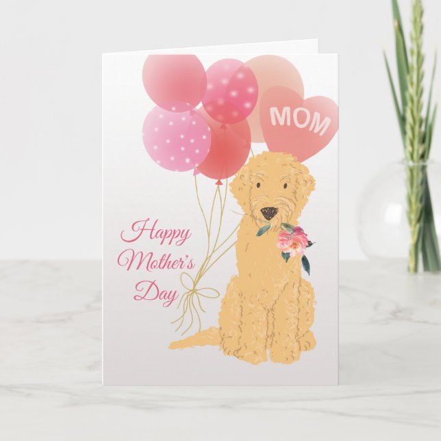 Carte Fête des Mères Amour de Chien Goldendoodle (Devant)