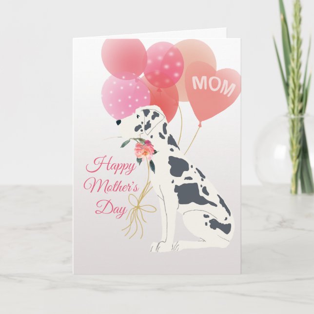 Carte Fête des Mères Amour de Spotted Great Dane Dog (Devant)