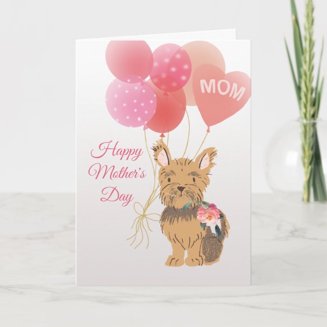 Carte Fête des Mères Amour de votre chien doux Yorkie (Devant)