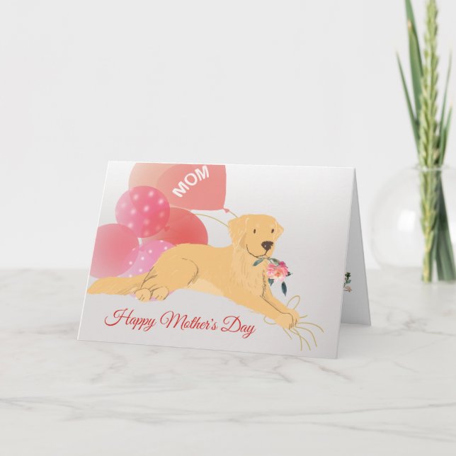 Carte Fête des Mères Amour de votre chien Golden Retriev (Devant)