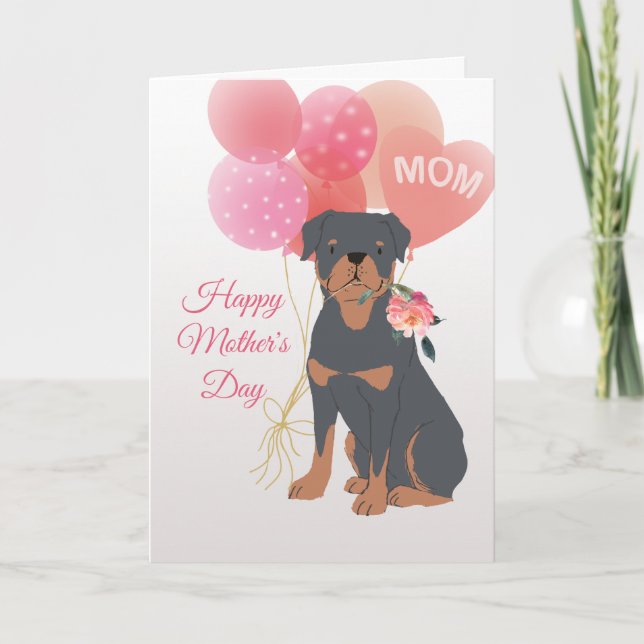 Carte Fête des Mères Amour de votre chien Rottweiler (Devant)