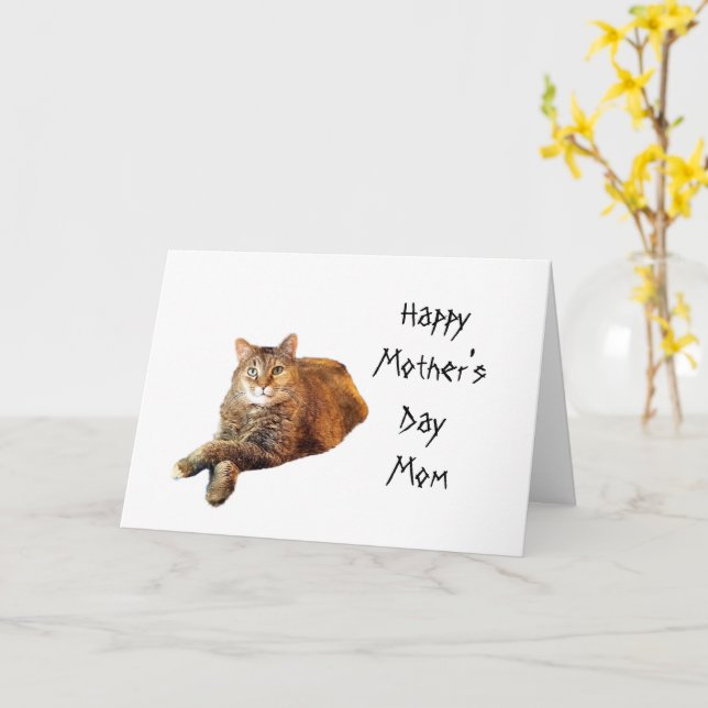 CARTE FÊTE DES MÈRES AMOUREUSE DE CHATS  (Fleur jaune)