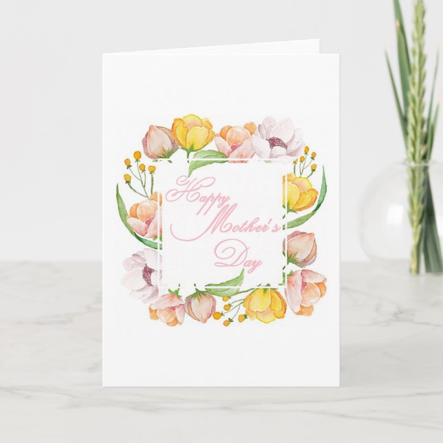 Carte Fête des mères aquarelle florale (Devant)