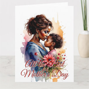 Carte Fête des Mères Art d'amour aquarelle africaine