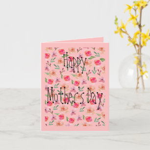 Carte Fête des mères aux fleurs roses