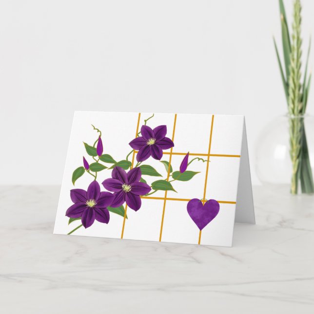 Carte Fête des mères avec Clematis Vine et Trellis (Devant)