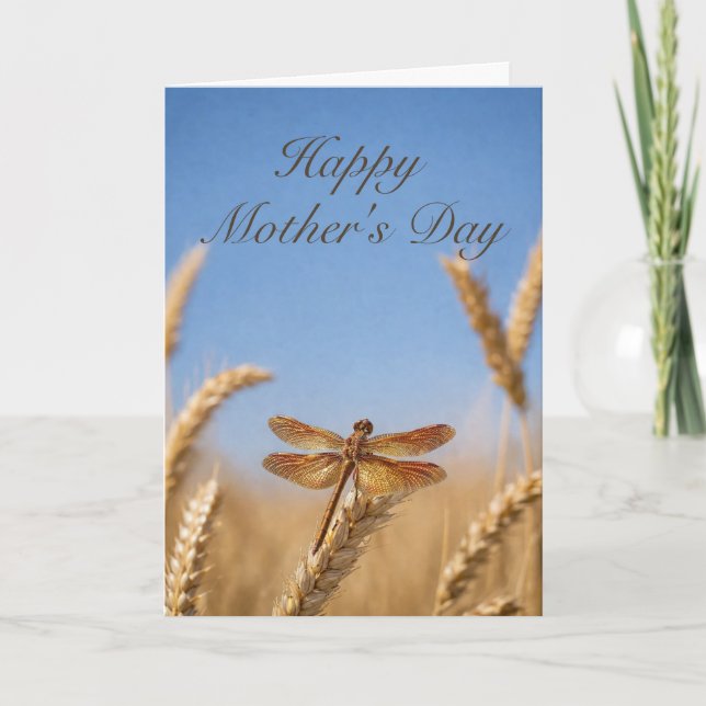 Carte Fête des Mères Blé Dragonfly Doré (Devant)